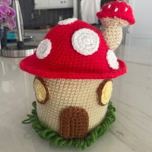 Crochet Mushroom House Decor Box Jewelry Holder